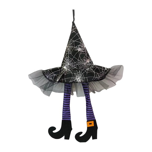 Decoraciones colgantes de piernas de para Halloween, sombrero de piernas de , cartel colgante, adorno, novedad, colgador multifuncional Violeta