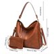 thumbnail image 2 of Conjunto de bolso de dos piezas para mujer - Bolso de hombro y bolso de hombro de cuero encerado al aceite de gran capacidad | Negro, Marrón, Café | 13,78 x 11,81 x 5,12 pulgadas | Diseño duradero y, 2 of 7