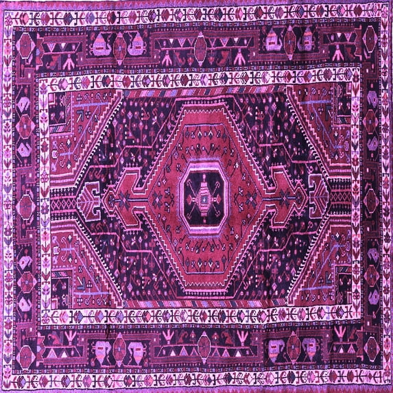Ahgly Company Indoor Square Persian Purple Traditional Area Rugs, 6' Square