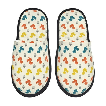 Balery Colorful Squirrel Slient Indoor Furry Fleece Comfort House Shoes Soft Non-Slip Home Shoes Cotton slippers House Slippers-- Medium