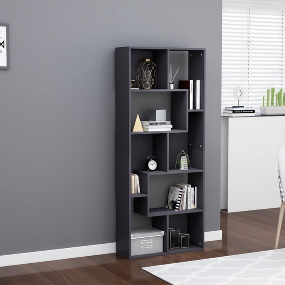 Bookshelf Cabinet Charmma Buffet Sideboard Gray 26.4"x9.4"x63.4" Chipboard
