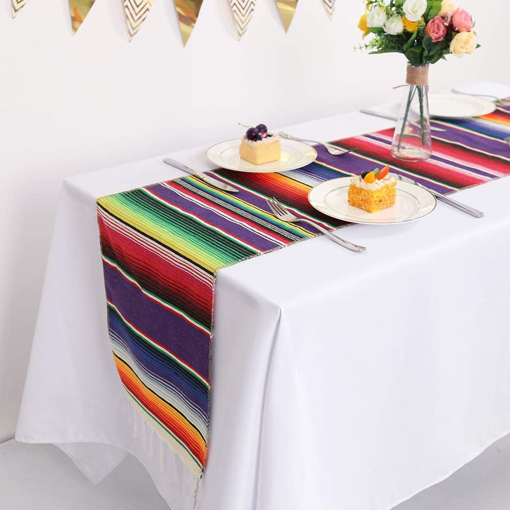 YZEO Mexican Table Runner 14x84 for Mexican Fiesta Themed Birthday Dinner Party