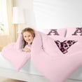 thumbnail image 3 of Erosebridal Black Pink Leopard Print Bow Knot Girl Twin Comforter Sets 3-Piece,Personalized Initial A Bedding Set For Teens,Pink Reversible, 3 of 6