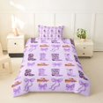 thumbnail image 2 of jejeloiu Purple Bow Pattern Twin Bedding Kids,Cute Western Cowgirls Boots Duvet Cover Set For Girls,Reversible,2 Pieces(No Comforter), 2 of 6