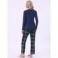 thumbnail image 4 of DARING DIVA Women's  Long Sleeve Plaid Soft Fall Pajama Set with Pockets XL Blue, 4 of 7