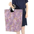 thumbnail image 4 of Yayeee Freestanding Laundry Hamper with Handle Collapsible Large Storage Basket for Clothes, Pastel Pink Marble Pattern, 4 of 7