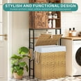 thumbnail image 6 of 110L Foldable Laundry Hamper with Lid and Removable Liner, Wicker Basket for Bedroom & Bathroom, Yellow, 6 of 7