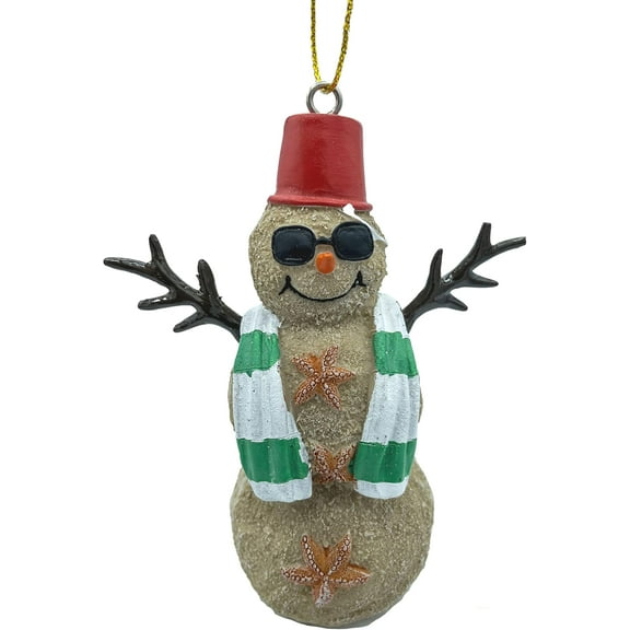 Beach Christmas Sand Snowman Ornament Nautical Tree Decor