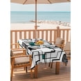 thumbnail image 2 of Outdoor Tablecloths with Umbrella Hole & Zipper, Green Geometric Rectangle Tablecloth 60x120 Inch, Modern Black Grey Abstract Motifs Waterproof Table Cloth, Patio/Pool/Picnic Table Covers, 2 of 8