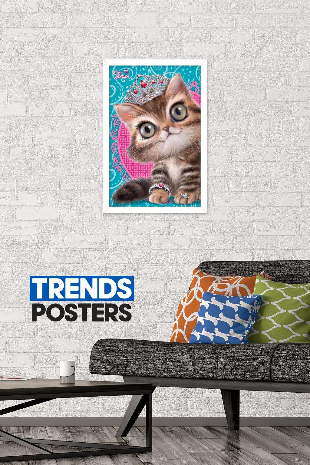 Animal Club - Kitten in a Tiara Wall Poster, 14.725" x 22.375", Framed