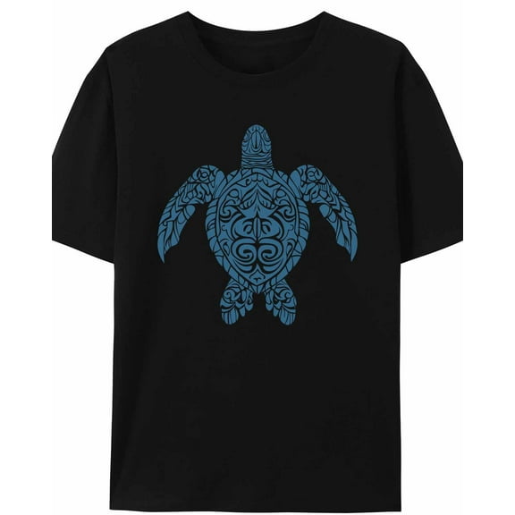 Women's T-Shirt Blue Turtle Retro Short Sleeve Casual Tee Classic Crew Neck T Shirt for Women Black, 4XL