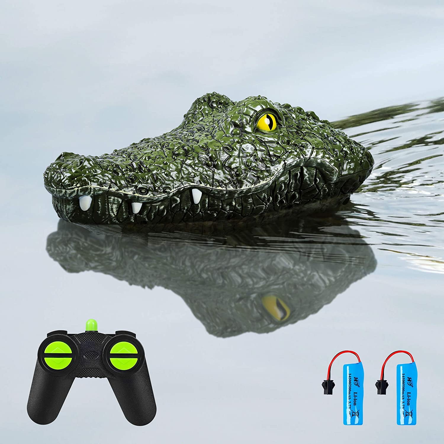 Animal Toys Party Gifts for Pool 2.4G Electric Remote Control Boat with Simulation Crocodile Head Spoof Toy Crocodile Head Floating RC Boat Green Pond Patio Home Decoration Garden
