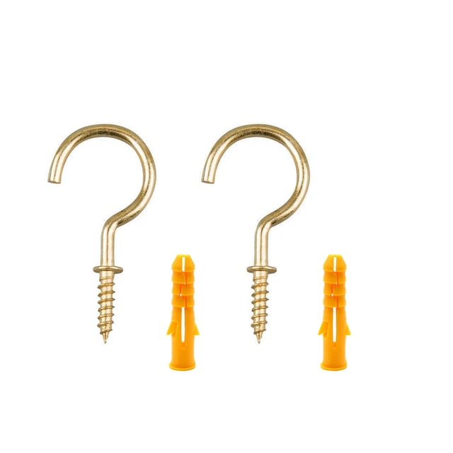 Monstrate Tornillos de gancho de luz con hombros de ojo de oveja de copa, piezas de fijación chapadas en techo de Metal autorroscantes, Decoración del hogar Oro S