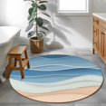 thumbnail image 3 of Round Rugs 4Ft, Blue Round Area Rug Washable Indoor Throw Carpet, Ocean Wave Stripes Modern Abstract Beach Geometric Soft Non Slip Circle Rug for Kitchen Nursery Room Home Decor Aesthetic, 3 of 8