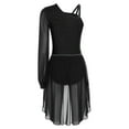 thumbnail image 4 of iiniim Women Lyrical Dance Dress Modern Contemporary Ballet Costume Asymmetric Shoulder Flowy Leotard Skirt Black L, 4 of 7