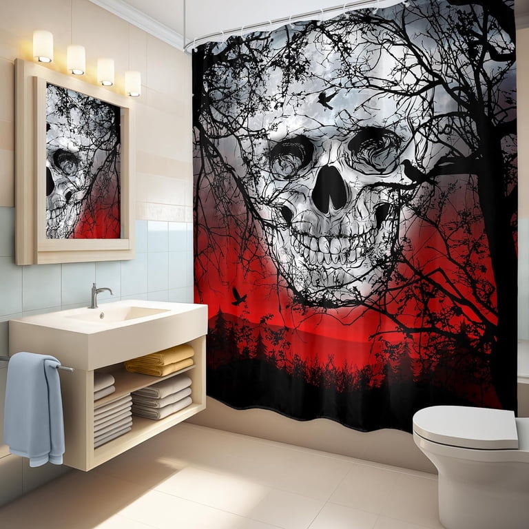 Sugar Skull Bathroom Accessories Cheap Skull Shower Curtain Skeleton