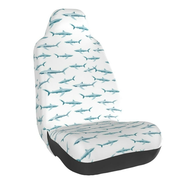Wukai Cute Shark Full Set Car Seat Covers with Soft Padding Universal Auto Front Seats Protector and Cushion Mat