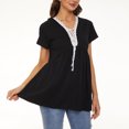 thumbnail image 2 of Blusa de encaje con cuello en V informal para mujer a la moda, camiseta de manga corta, Tops ajustados de verano Fridja  gope4896, 2 of 7