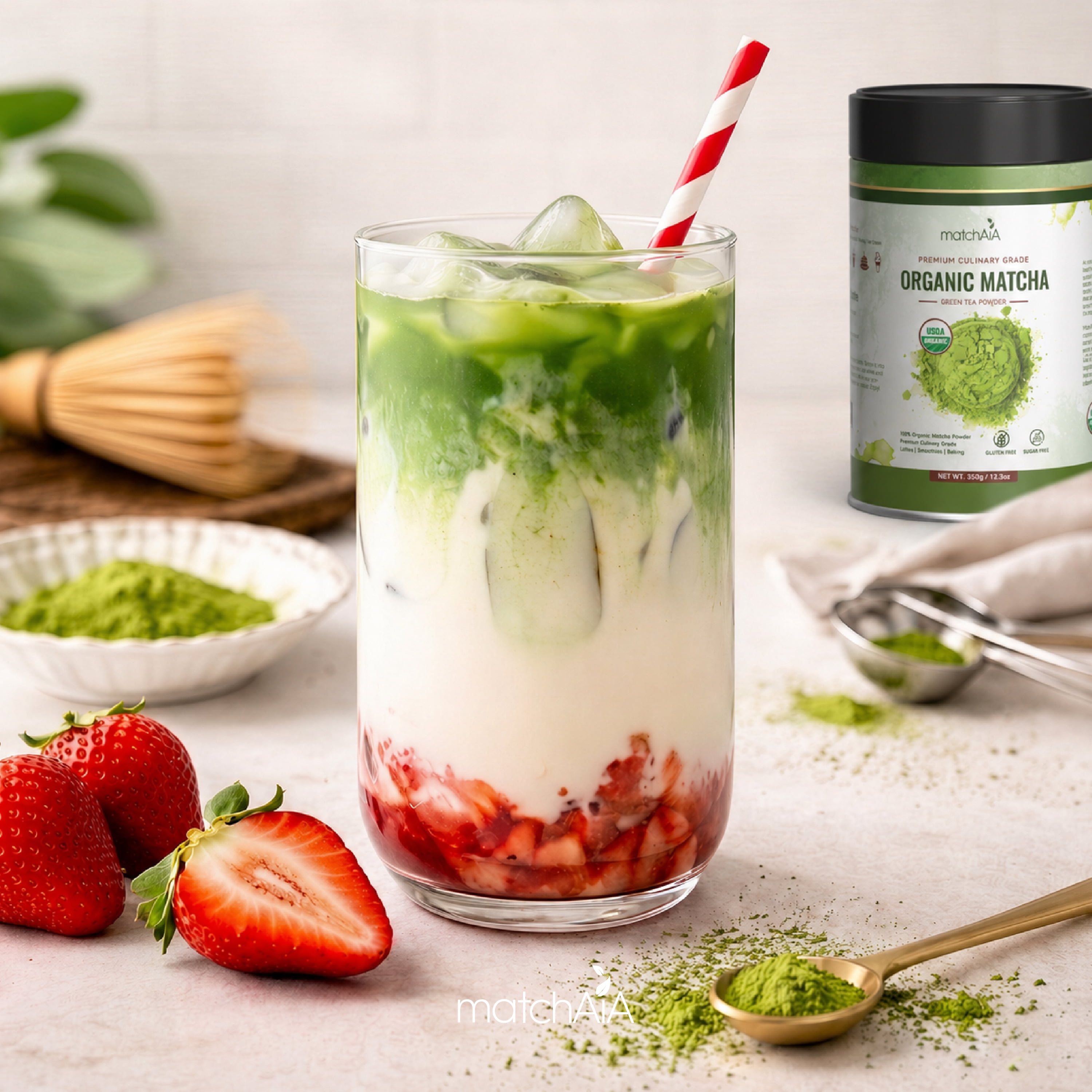 MatchAiA Organic Matcha Powder, Premium Culinary Grade, 350g/12.3oz, USDA Certified, 100% Pure, Perfect for Lattes, Smoothies, Desserts and Baking, Sugar Free, Gluten Free