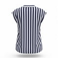thumbnail image 2 of Striped Shirts for Women Cap Short Sleeve V Neck Business Casual Tops Loose Fit Dressy Summer Blouses (XL, Black), 2 of 7