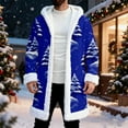 thumbnail image 4 of Christmas Men's Long Cardigan Hoodies Women Unisex Santa Claus Trim Warm Hooded Coat with Pocket Cozy Winter Outerwear, 4 of 8