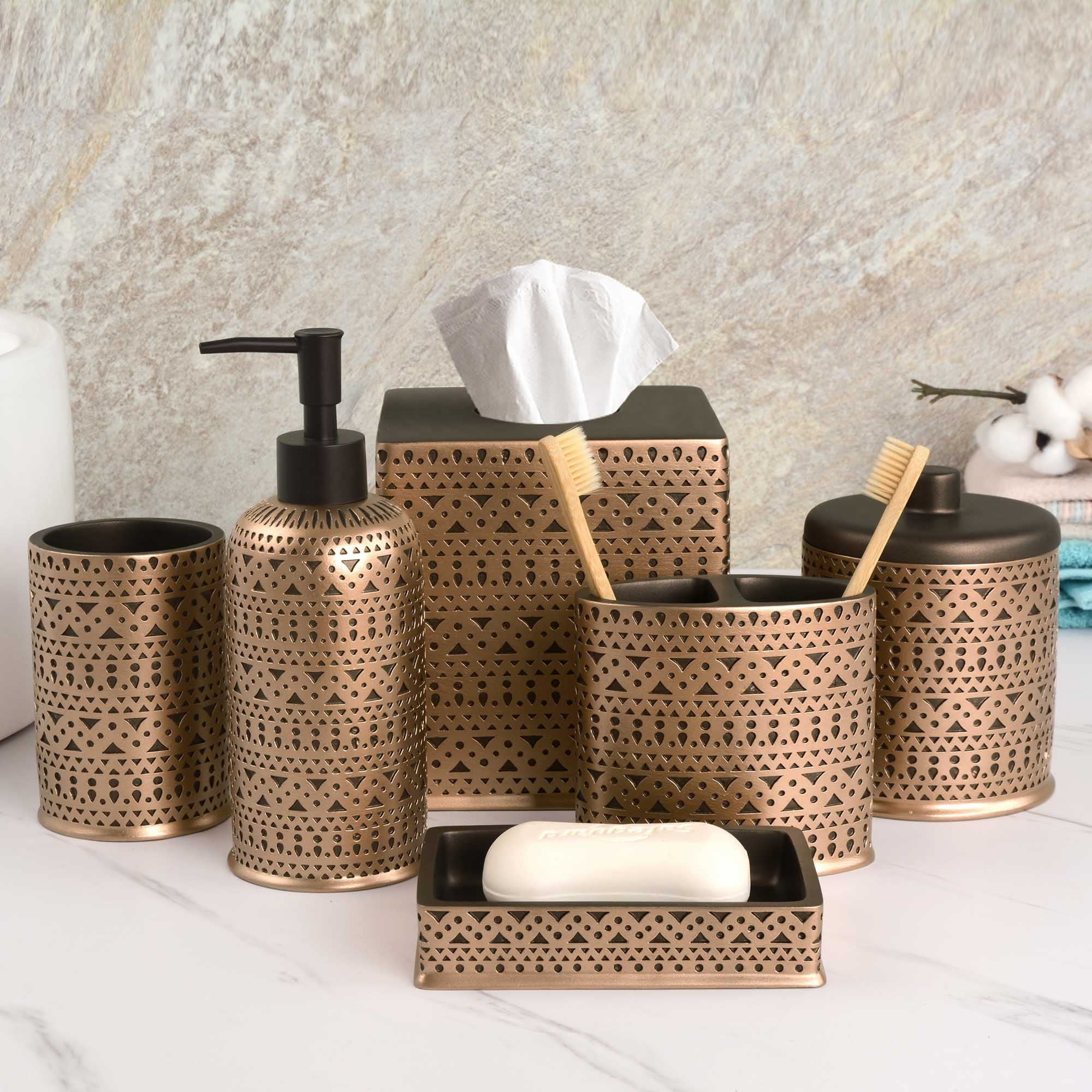 Decozen Bathroom Accessories Set of 6 Includes Soap Lotion Dispenser