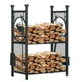 thumbnail image 1 of Outsunny 2-Tier Firewood Rack with 4 Tools and Hooks, Log Holder, Black, 1 of 10