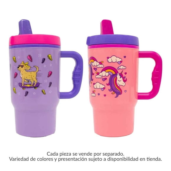 Vaso con Popote Cool Gear de Plástico Varios Modelos con Asa 473 ml