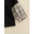 thumbnail image 6 of Seyurigaoka Toddler Boys, Girls Buttons Shirts, Baby Contrast Color Patchwork Plaid Blouse, 6 of 9