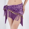 thumbnail image 2 of QATAINLAV Womens Belly Dance Hip Scarf Tassels Sequin Triangle Wrap Skirt Festival Party Night Out Solid Outfits Purple, 2 of 5