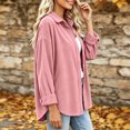 thumbnail image 5 of VBVC Women's Corduroy Button Down Shirt , Ladies' Long Sleeve Collared Blouse , Fall Winter Work Tops For Women, S-2XL, 5 of 6