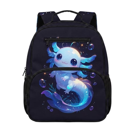 Jeiento Galaxy Axolotl 13.5 Inch Toddler Backpack for Preschool, Lightweight Kids School Bag for 2-5 Year Old Boys & Girls, with 2 Mesh Side Pockets