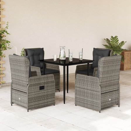 vidaXL Garden Dining Set Grey, Dark Grey, Black