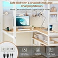 thumbnail image 3 of Metal Loft Bed Twin Size with Charging Station&LED Lights Twin Loft Bed Frame with L-Shaped Desk&Drawers&Coat Rack&Full-Length Guardrail for Adults, White, 3 of 9