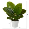 thumbnail image 2 of Nearly Natural 11" Rubber Leaf Artificial Plant in White Planter (Real Touch), Green, 2 of 4