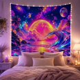 thumbnail image 2 of Cosmic Beach Wave Under Neon Planet, Adventurous Fantasy Style for Ocean Lovers, Psychedelic Wall Art, Housewarming Gift, Tapestry Wall Hanging for Bedroom and Dorm, 2 of 7