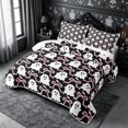 thumbnail image 3 of Erosebridal Ghost Candy Twin Quilt Set 2 Pieces,Cute Halloween Twin Coverlet Set,Black Pink,1 Bedspread and 1 Pillowcase, 3 of 7