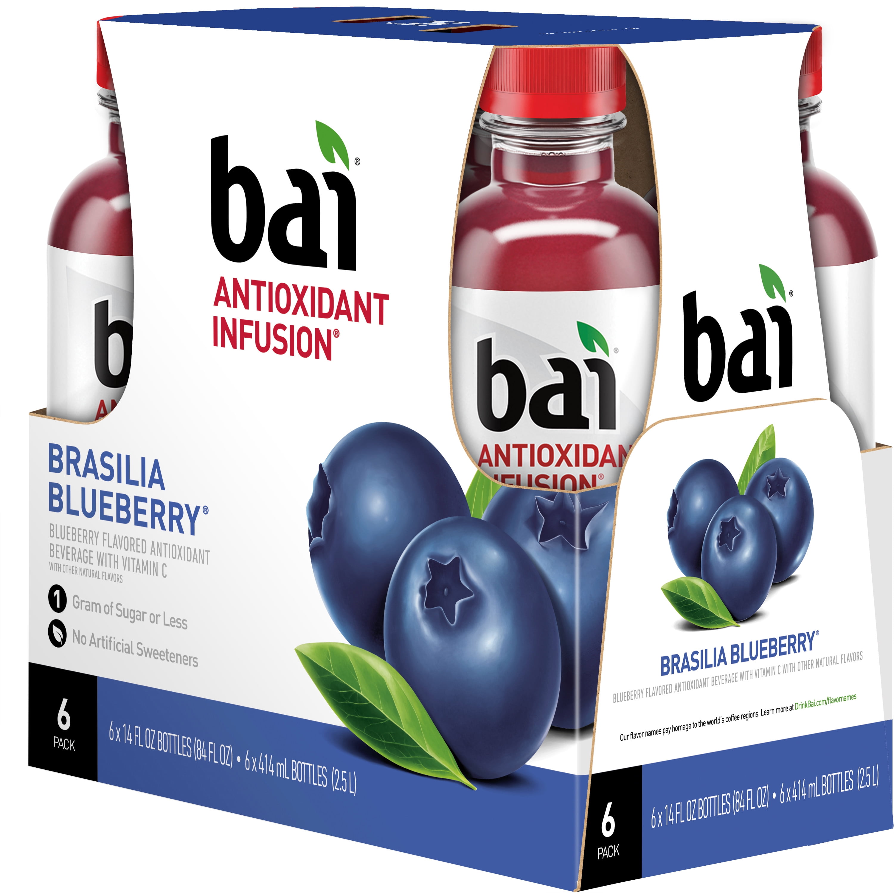 Bai Antioxidant Infused Brasilia Blueberry Flavored Water, 18 fl oz, 6 Bottles