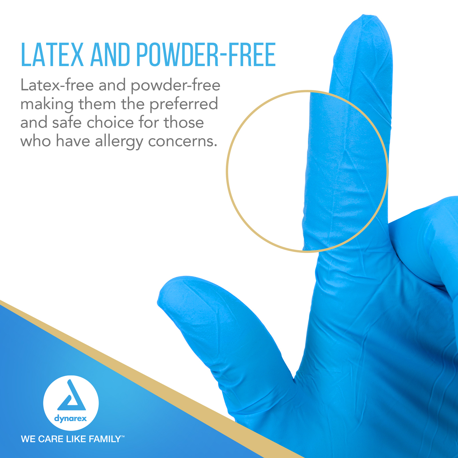 Dynarex Safe-Touch Disposable Nitrile Exam Gloves, Powder-Free, Latex-Free, Touchscreen Friendly & Used by Professionals, Blue, Large, 1 Case of 1000 (10 Boxes of 100/Box)