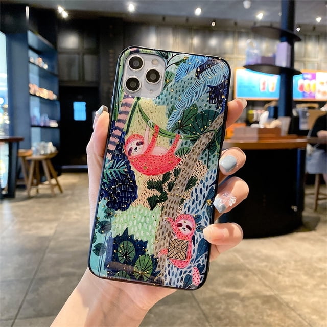 Elegante funda de silicona de dibujos animados de Anime perezoso leopardo para iPhone 14 13 12 11 Pro Xs Max Mini SE X XR 7 8 Plus funda dorada brillante Tan Jianjun unisex