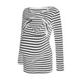 thumbnail image 3 of Womens Maternité Régulière Ourlet Manches Longues Col Rond Basique Nourrice T-Shirt Ceinture Top Allaitement, 3 of 5