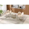 thumbnail image 3 of Dinning Chairs Set of 2, Modern Teddy Upholstered Vanity Desk Chairs with Metal Legs, 2PC/SET Comfy Lounge Single Sofa Armchair with Soft Cushion for Bedroom Living Room Dining Room, Beige, 3 of 9
