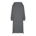 thumbnail image 5 of Hooded Sweatshirt Dress for Women Casual Loose Long Sleeve Lace Up Dress Lightweight Solid Color Tunic Hoodie Dresses with Kangaroo Pocket, 5 of 6