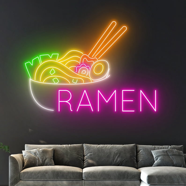Handmadetneonsign Ramen Neon Sign, Japanese Ramen Noodles Led Sign, Ramen Noodle Bowl Neon Light
