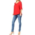 thumbnail image 4 of Women's Casual Round Neck Top Blouse with Roll Tab Sleeve, 4 of 6