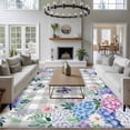 thumbnail image 3 of Large Area Rugs for Living Room Bedroom, Watercolor Flowers 6'x9' Rug Washable Carpet Runner Indoor Outdoor, Spring Butterflies Floral Gray Plaid Non Slip Floor Mats Rug for Kitchen, Playroom, 3 of 8