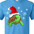 thumbnail image 4 of Inktastic Christmas Turtle in with Santa Hat and Snowflakes T-Shirt, 4 of 5
