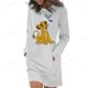 thumbnail image 3 of Vestido tipo túnica con capucha y bolsillos para mujer, estampado del Rey León de Disney, manga larga, sexy, ajustado, con bolso a la cadera, 3 of 5