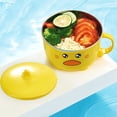 thumbnail image 2 of Ramen-skål med lock i söt stål, köksfrukt, snabbnudlar, soppa, dubbelskikts skål, bordsartiklar, 2 of 5