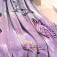 thumbnail image 3 of Purple Butterfly Pattern Blanket,Comfortable Soft Flannel Throw Blanket,All Season,Warm Lightweight Blankets for Sofa Bed Couch Living Room Chair,30"x40", 3 of 4